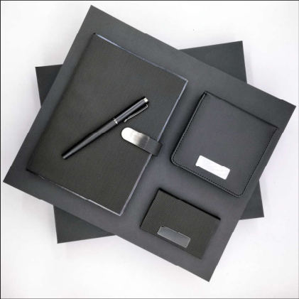 Parure carnet & stylo — Carnet A5, stylo à pointe tactile, bloc-notes et porte-cartes, personnalisable aux couleurs de votre entreprise