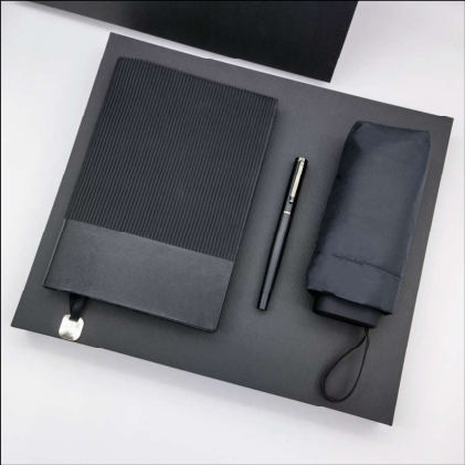 Parure carnet & stylo — Carnet A5, stylo à pointe tactile et parapluie, personnalisable aux couleurs de votre entreprise