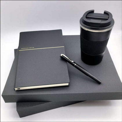 Parure carnet & stylo — Carnet A5, stylo à pointe tactile et tasse, personnalisable aux couleurs de votre entreprise