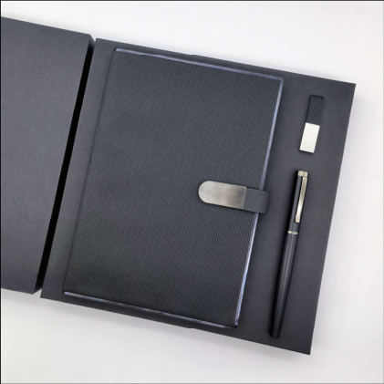 Parure carnet & stylo — Carnet A5, stylo à pointe tactile et clé USB, personnalisable aux couleurs de votre entreprise