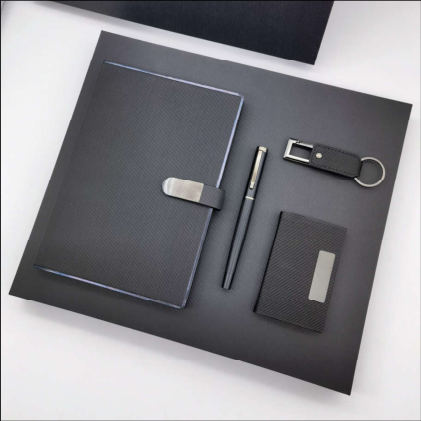 Parure carnet & stylo — Carnet A5, stylo à pointe tactile, clé USB et porte-cartes, personnalisable aux couleurs de votre entreprise