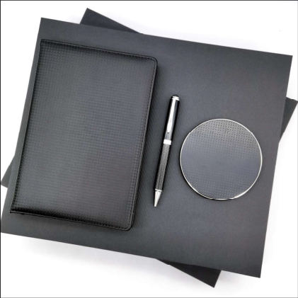 Parure carnet & stylo — Carnet A5, stylo à pointe tactile et chargeur à induction, personnalisable aux couleurs de votre entreprise