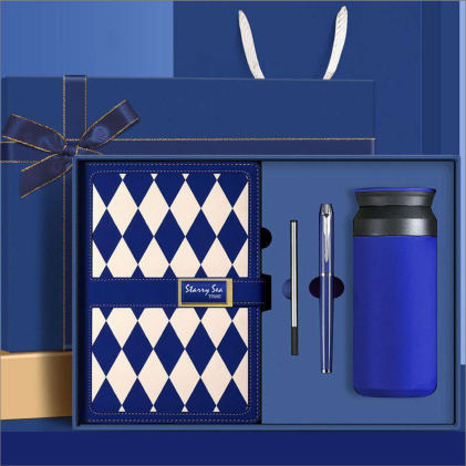 Parure carnet & stylo — Carnet A5, stylo à pointe tactile, recharge et mug isotherme, personnalisable aux couleurs de votre entreprise