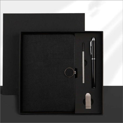 Parure carnet & stylo — Carnet A5, stylo à pointe tactile, clé USB et recharge, personnalisable aux couleurs de votre entreprise