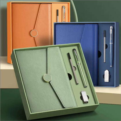 Parure carnet & stylo — Carnet A5, stylo à pointe tactile, recharge et clé USB, personnalisable aux couleurs de votre entreprise