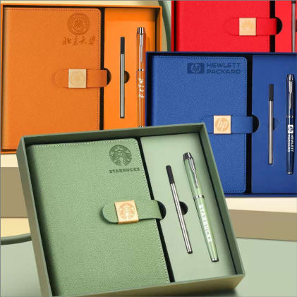 Parure carnet & stylo — Carnet A5, stylo à pointe tactile et recharge, personnalisable aux couleurs de votre entreprise