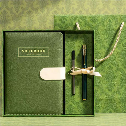 Parure carnet & stylo — Carnet A5, stylo à pointe tactile et recharge, personnalisable aux couleurs de votre entreprise