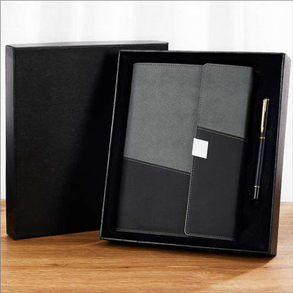 Parure carnet & stylo — Organiseur A5 et stylo à pointe tactile, personnalisable aux couleurs de votre entreprise