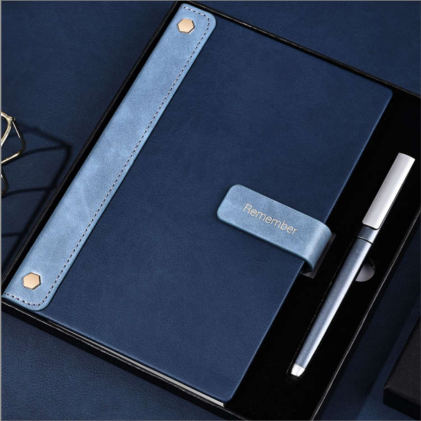 Parure carnet & stylo — Carnet A5 et stylo à pointe tactile, personnalisable aux couleurs de votre entreprise
