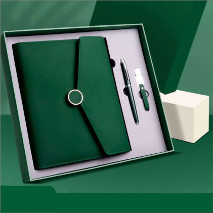 Parure carnet & stylo — Carnet A5, stylo à pointe tactile et clé USB, personnalisable aux couleurs de votre entreprise